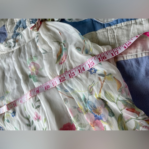 Elena Baldi Womens White Floral Silk Blend Bridal Feminine Romantic Blouse Large - Picture 10 of 11